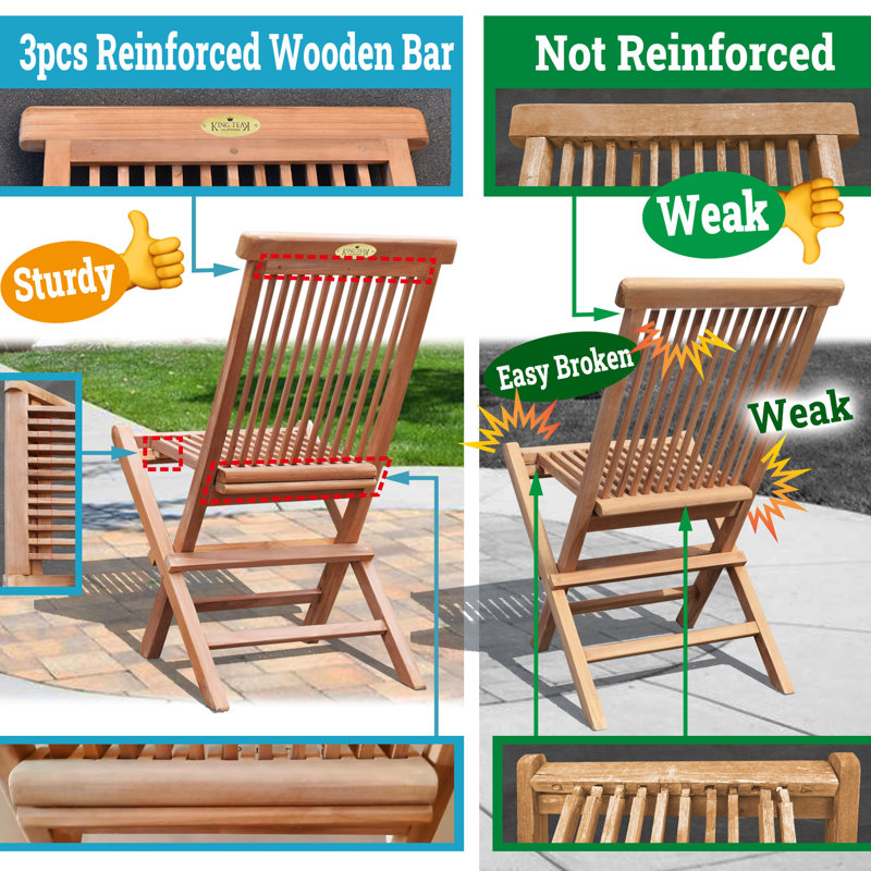 SunriseOutdoorLTD 2 Pack Golden Teak Wood Outdoor Folding Chair Patio